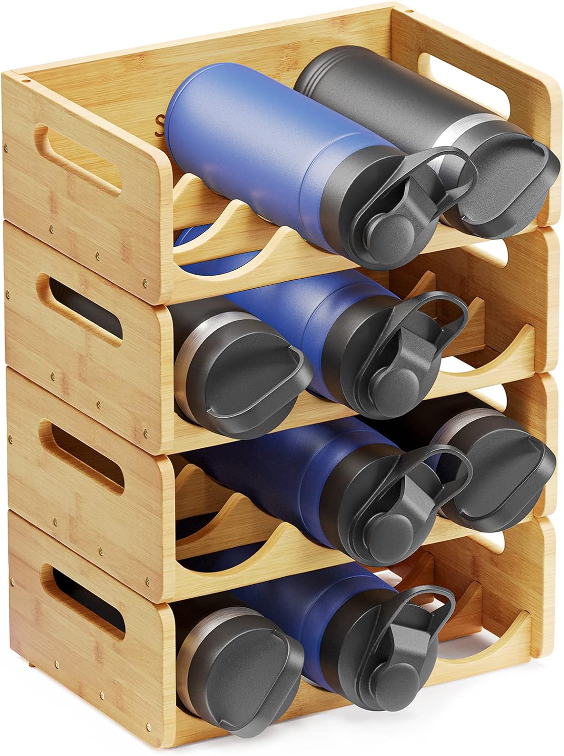 SpaceAid Bamboo Water Bottle Organizer for Kitchen Cabinets