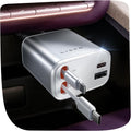 LISEN Retractable Car Charger 75W 4-in-1 - Fast, Tidy Charging