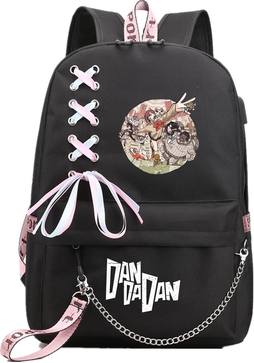 Anime DanDaDan Backpack Daypack with USB Port and Headphone Jack