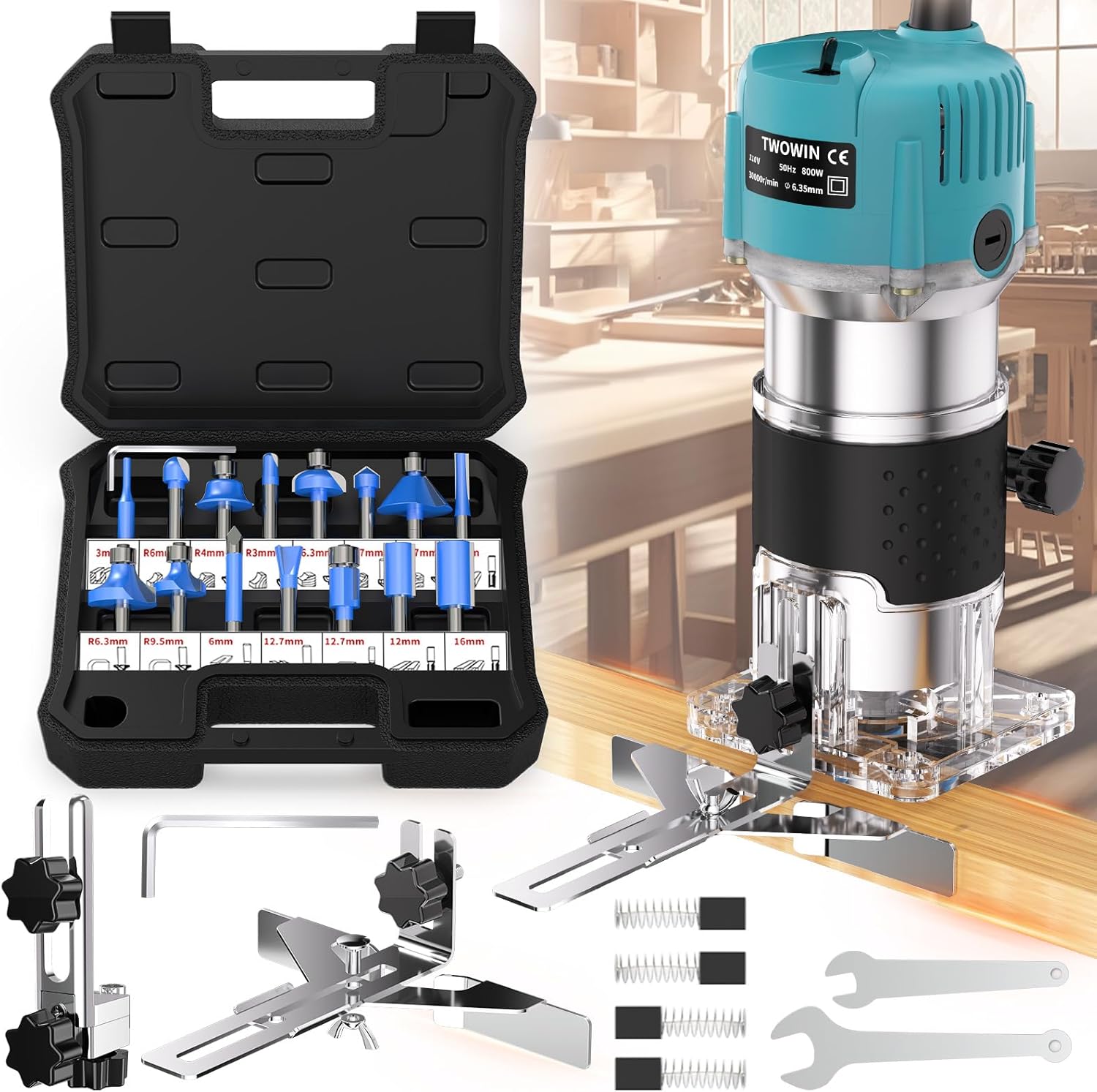 TwoWin Compact Palm Wood Router Tool for Woodworking Projects