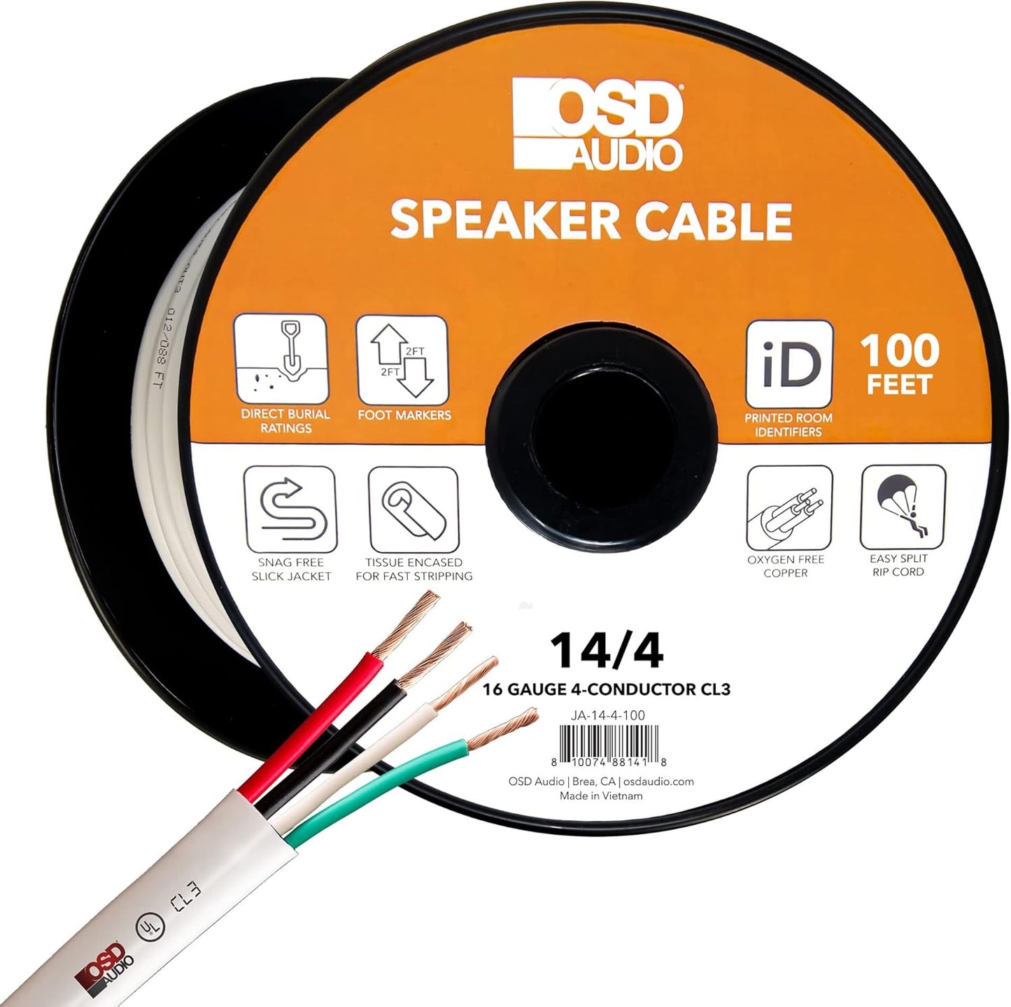OSD Audio 14/4 Speaker Wire 14 AWG for Indoor and Outdoor Use