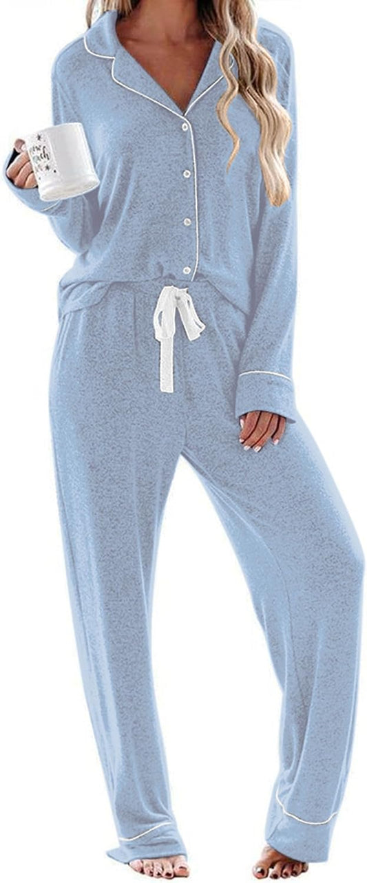 Ekouaer Women's Pajamas Long Sleeve Sleepwear for Comfort
