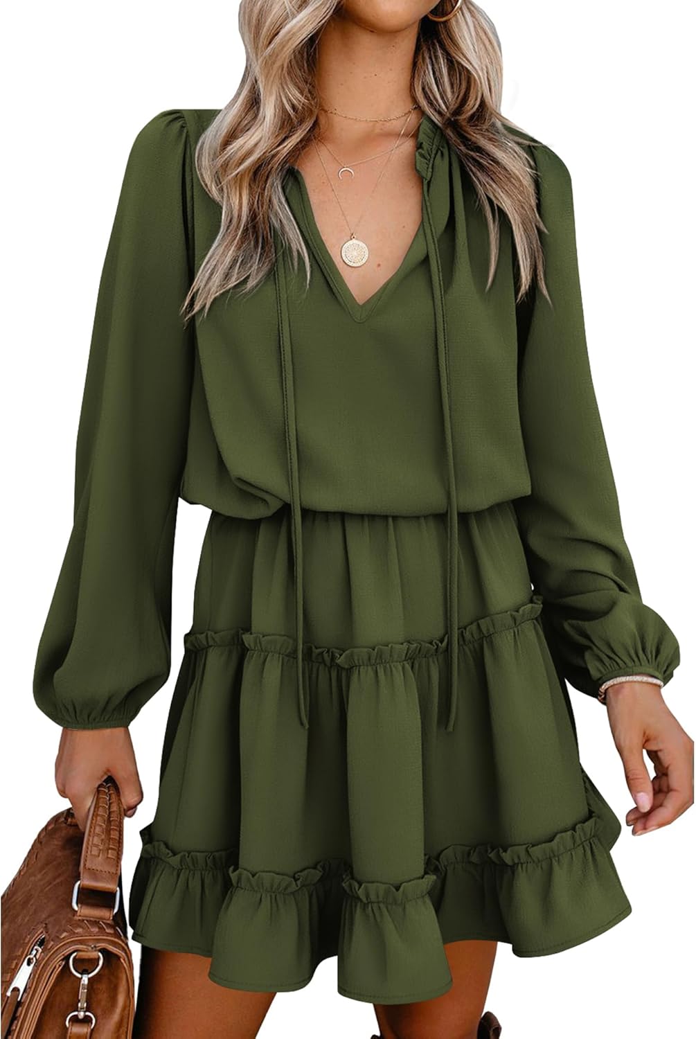 BTFBM Long Sleeve Fall Dresses for Women - Stylish Mini Dress
