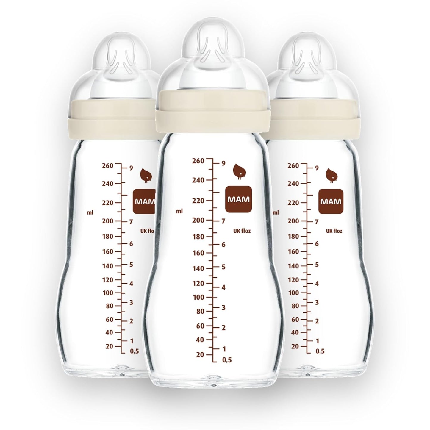 MAM Premium Glass Baby Bottles for Easy Breast and Bottle Switch