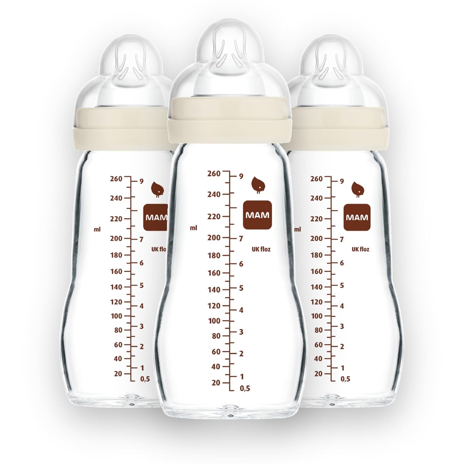MAM Premium Glass Baby Bottles for Easy Breast and Bottle Switch