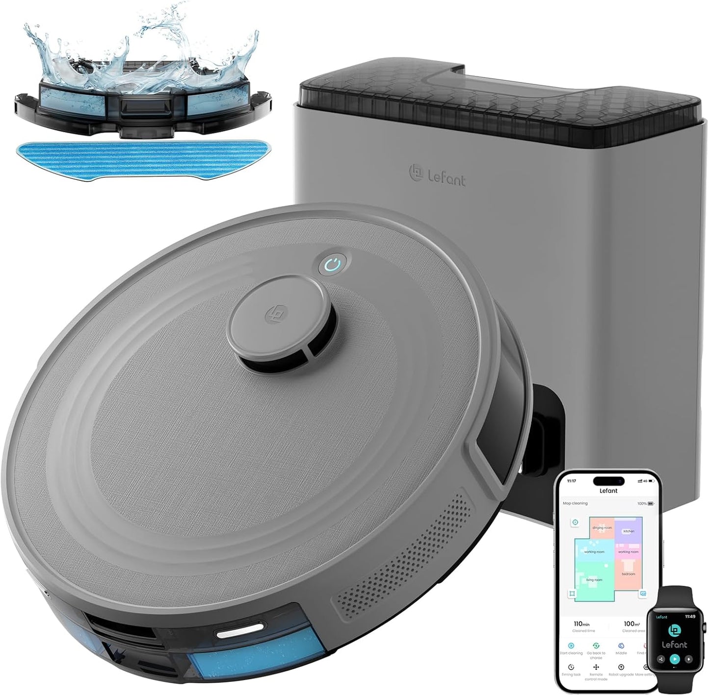 Lefant LiDAR Robot Vacuum and Mop Combo for Pet Hair Cleaning