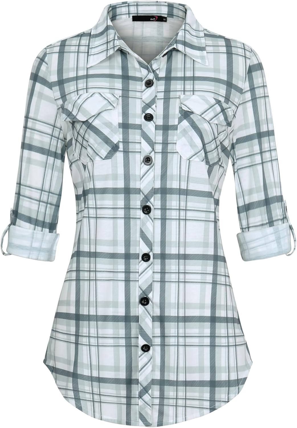 DJT Womens Soft Stretchy Knit Plaid Shirts for Every Occasion