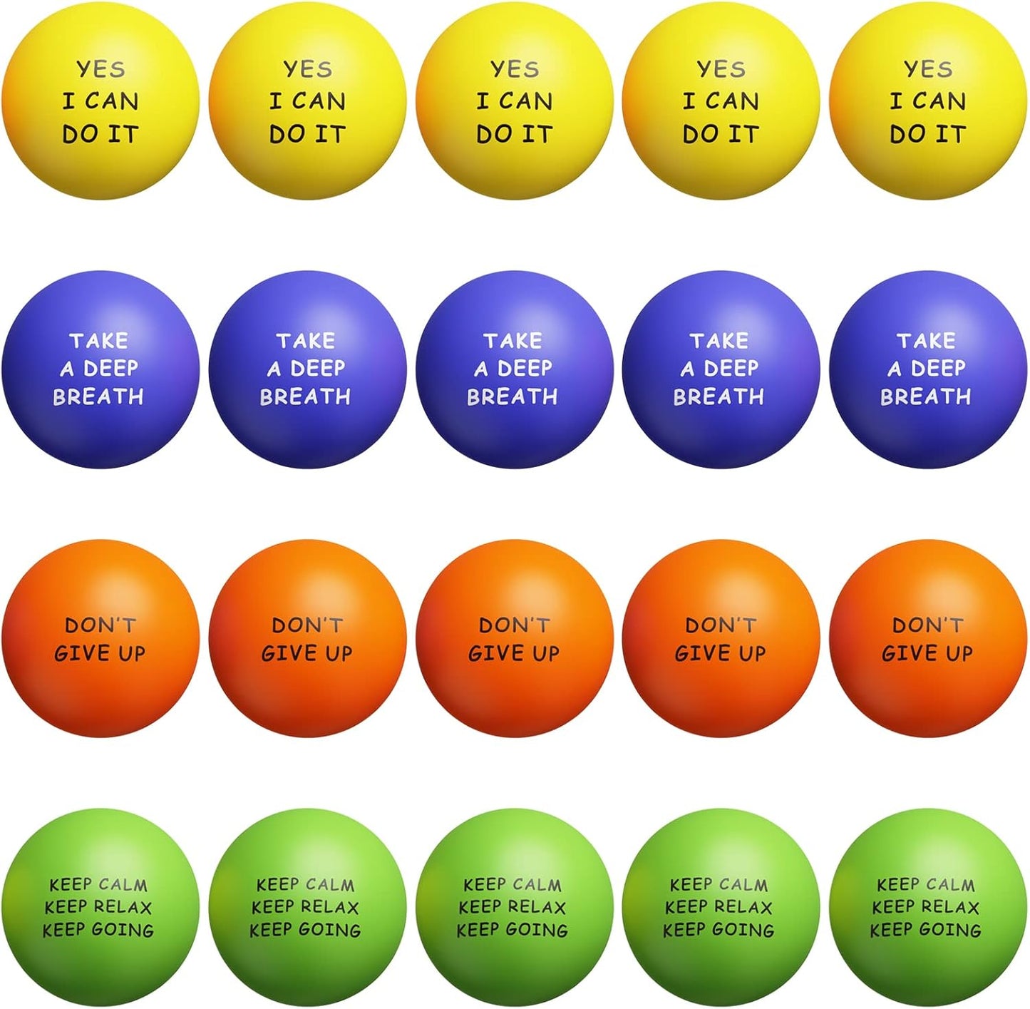 KDG Motivational Stress Balls for Kids and Adults - 20 Pack