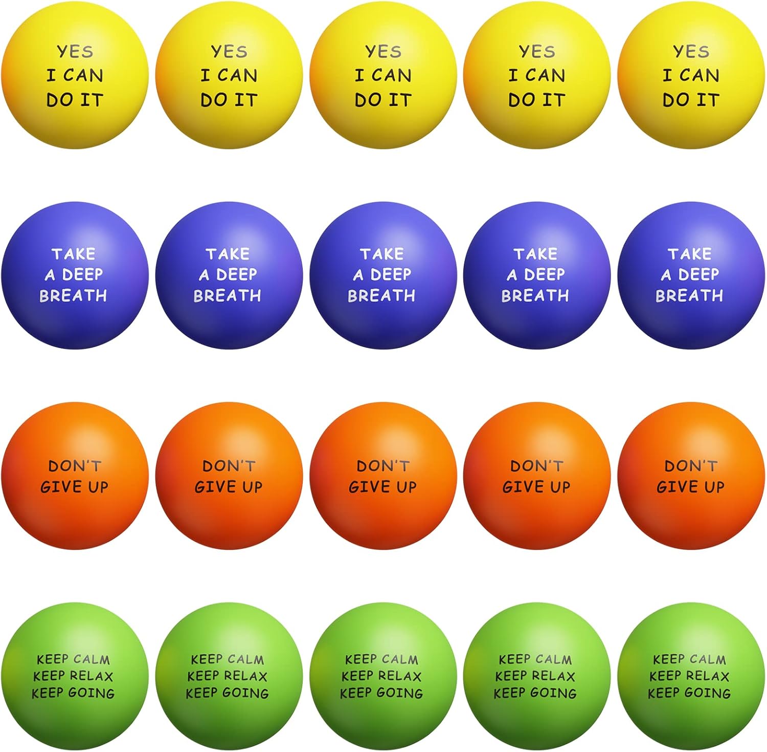 KDG Motivational Stress Balls for Kids and Adults - 20 Pack