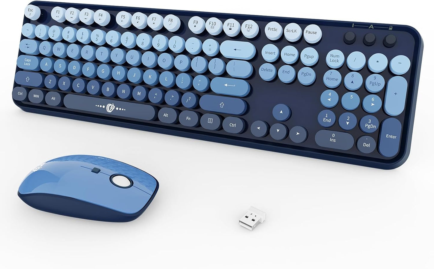 Wireless Keyboard & Mouse Combo, Colorful Round Keycaps, Plug & Play Compatibility