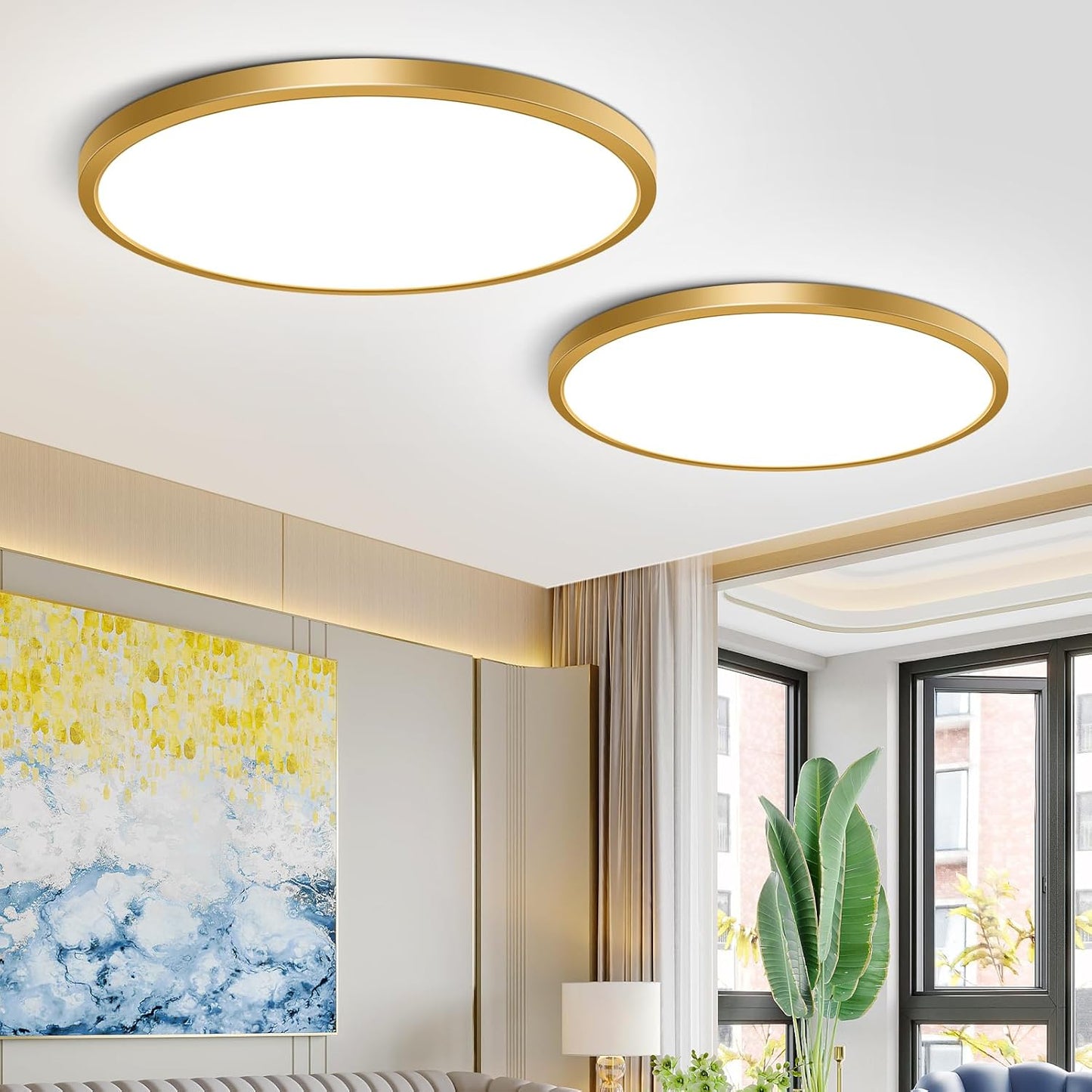 12Inch Gold LED Ceiling Light Fixture Flush Mount for Home