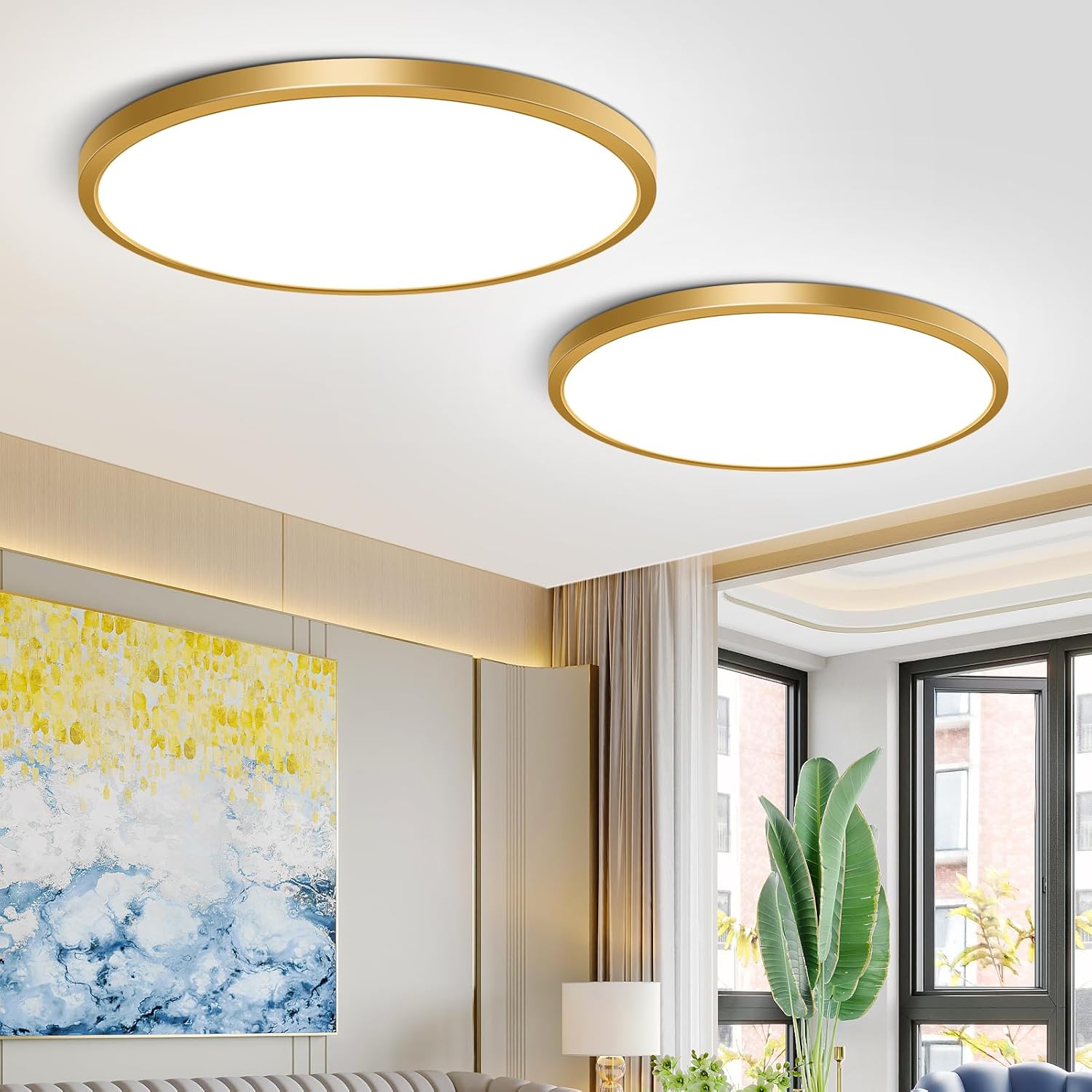 12Inch Gold LED Ceiling Light Fixture Flush Mount for Home