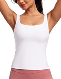 CRZ YOGA Butterluxe U Neck Tank Top - Padded Crop for Yoga & Lounge