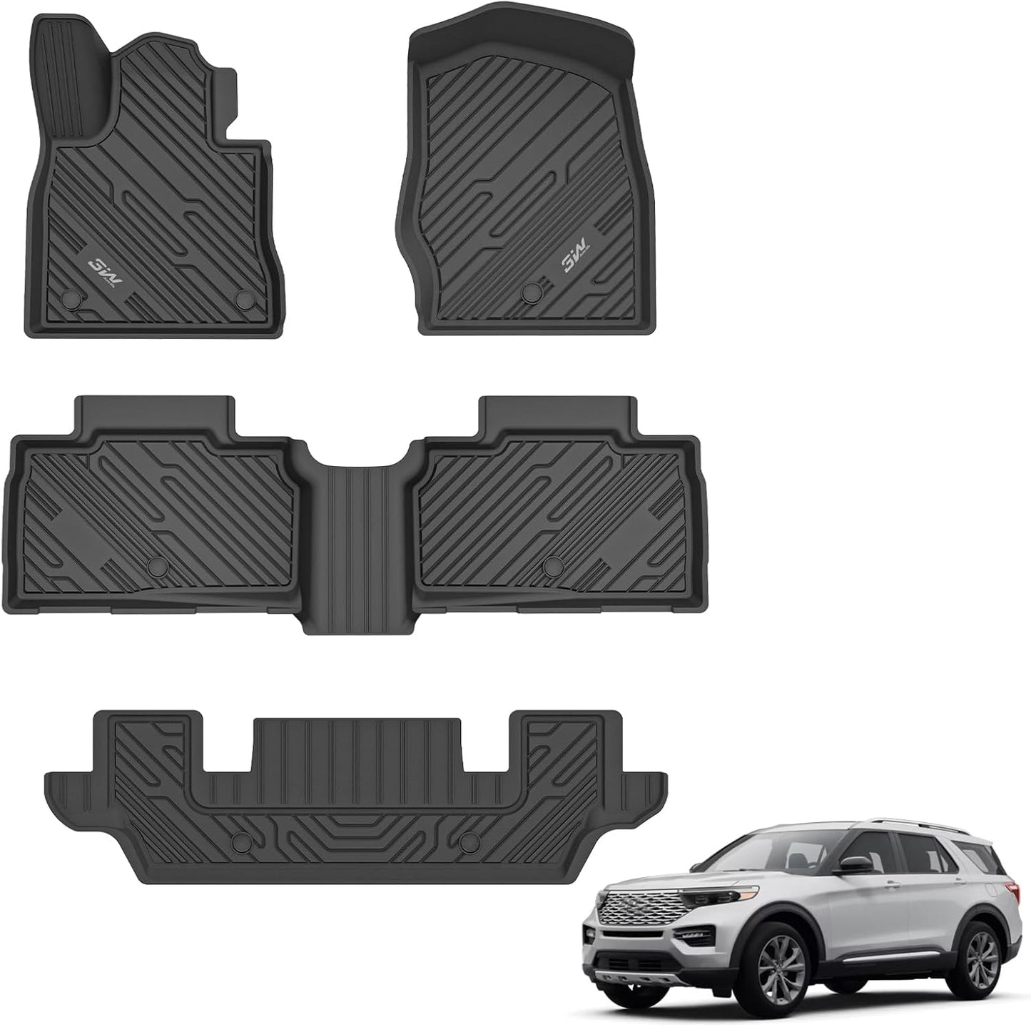3W Ford Explorer Floor Mats - Custom Fit All Weather Liners
