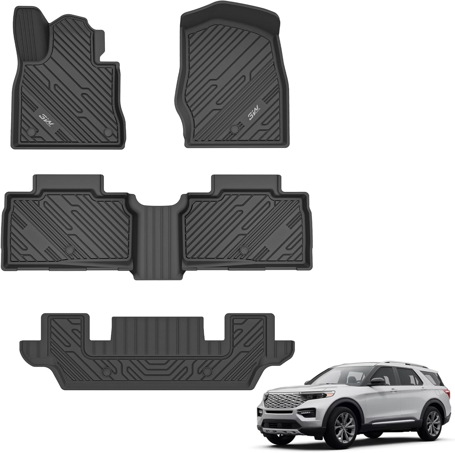 3W Ford Explorer Floor Mats - Custom Fit All Weather Liners