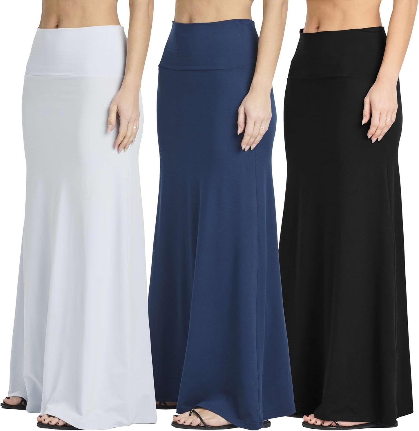 Real Essentials Women's Ultra-Soft Flowy Maxi Skirts 3 Pack