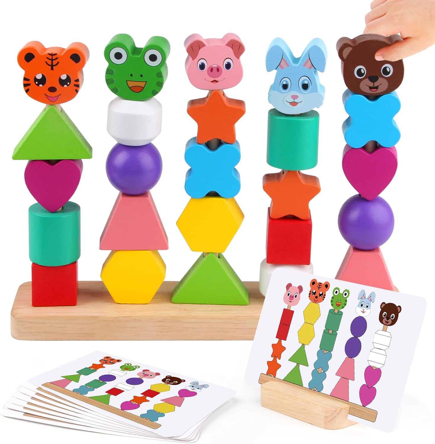 Montessori Wooden Animal Bead Toy Set - Early Learning Fun!