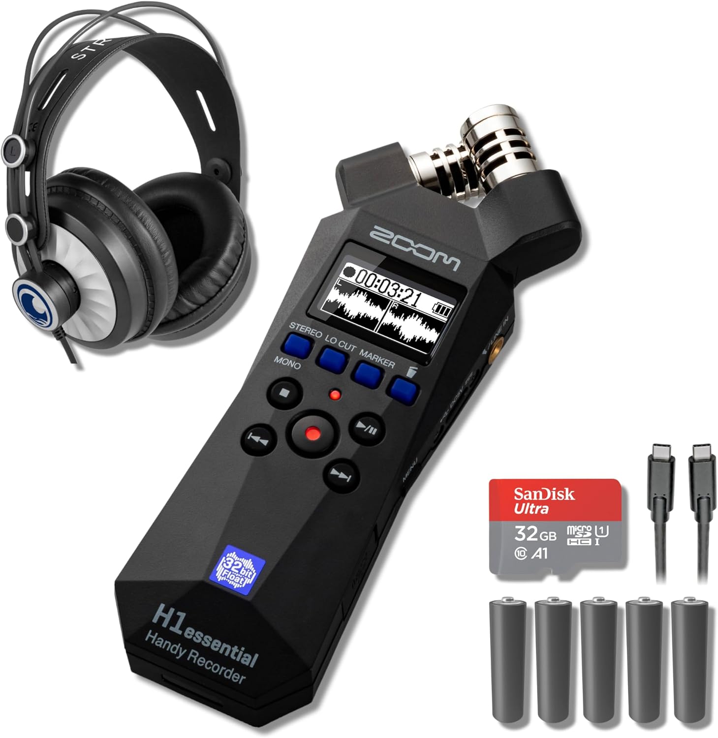 Zoom H1essential 32-Bit Float Portable Audio Recorder Bundle