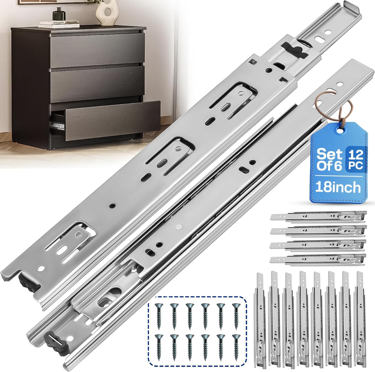 18 Inch Drawer Slides Heavy Duty Full Extension Ball Bearing