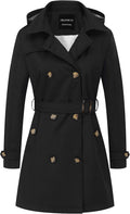 Women's Trench Coat Double-Breasted Slim Overcoat - Water-Repellent US