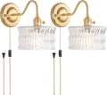 Vintage Wall Sconce Set of 2 with Clear Glass Shade for Home