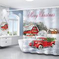 Colorful Merry Christmas Shower Curtain 72in x 72in - Festive Vintage