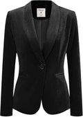 Velvet Blazer Shawl Collar 1 Button Office Coat - Tailored Holiday