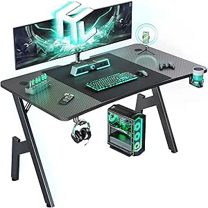 47 Inch Gaming Desk with Carbon Fibre Surface for Gamers