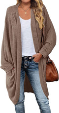 Women's Waffle Knit Batwing Cardigan - Lightweight Cocoon Layer
