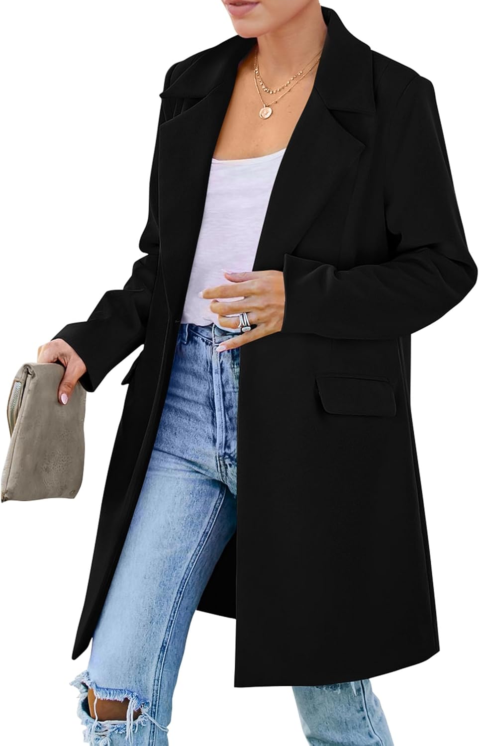 PRETTYGARDEN Women's Long Blazer Jackets for Work and Casual Wear