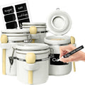 Ceramic Kitchen Canisters Set 4-Piece - Airtight Countertop Storage