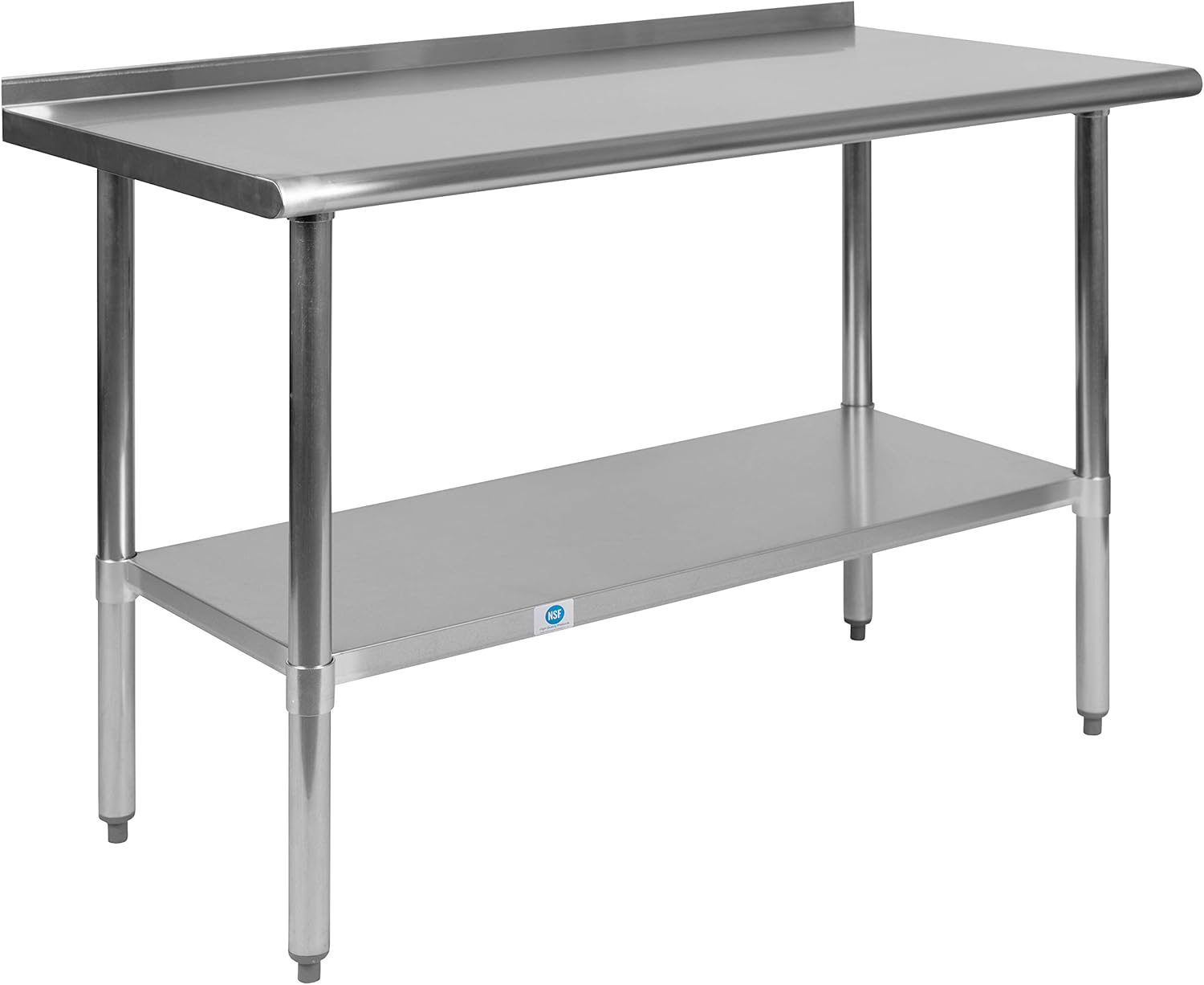 Stainless Steel Prep and Work Table with Backsplash and Undershelf