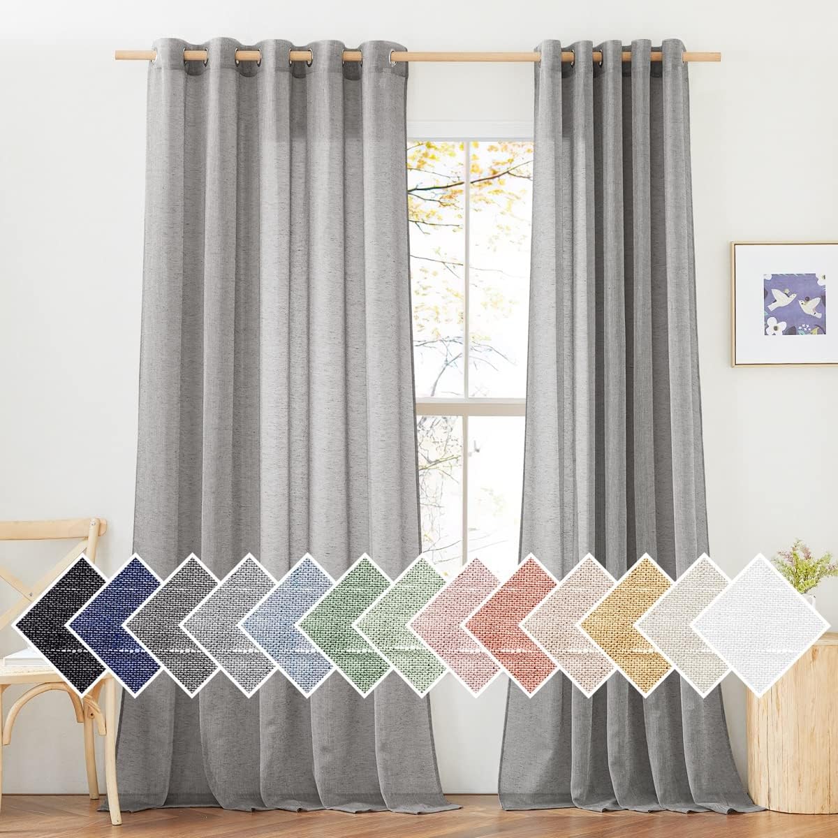 NICETOWN Living Room Sheer Linen Curtains for Elegant Spaces