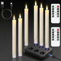 GenSwin Rechargeable Flameless Taper Candles with Charging Base - Long