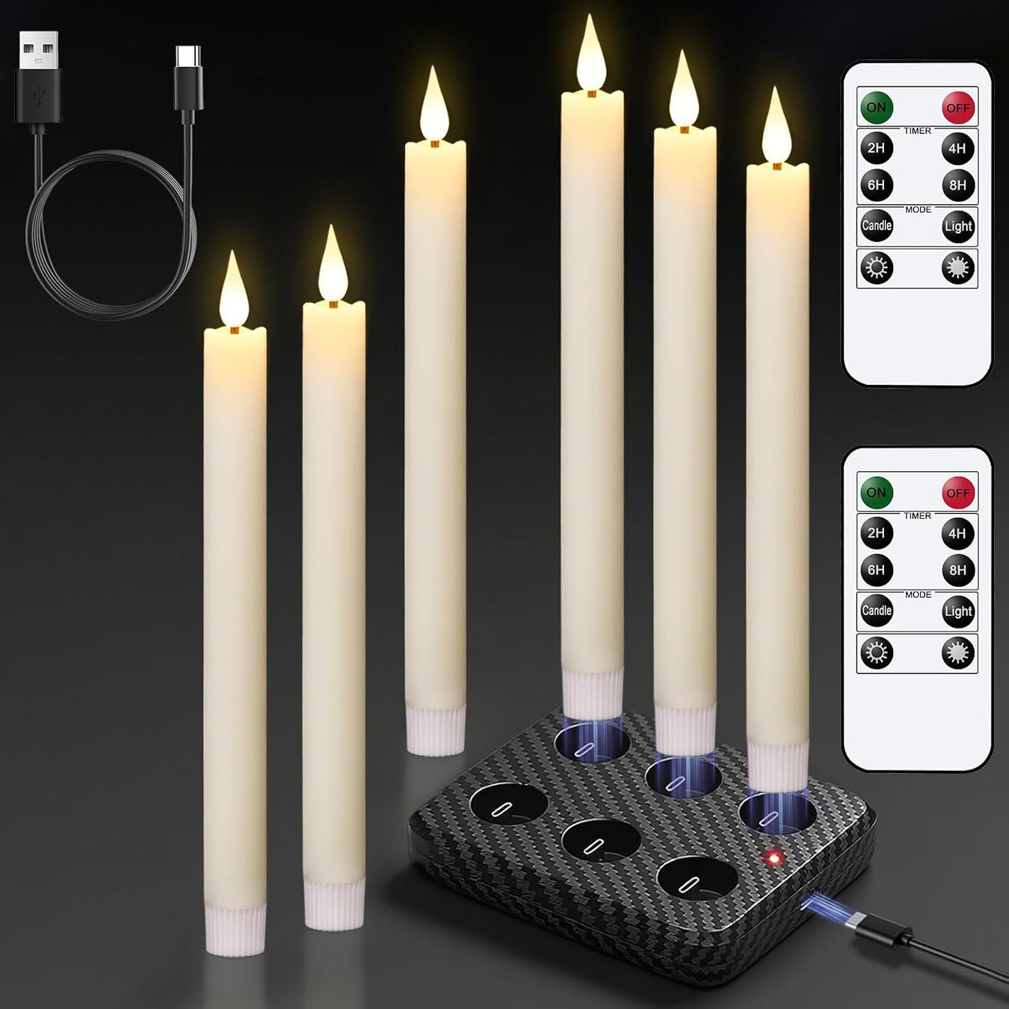 GenSwin Rechargeable Flameless Taper Candles for All Occasions