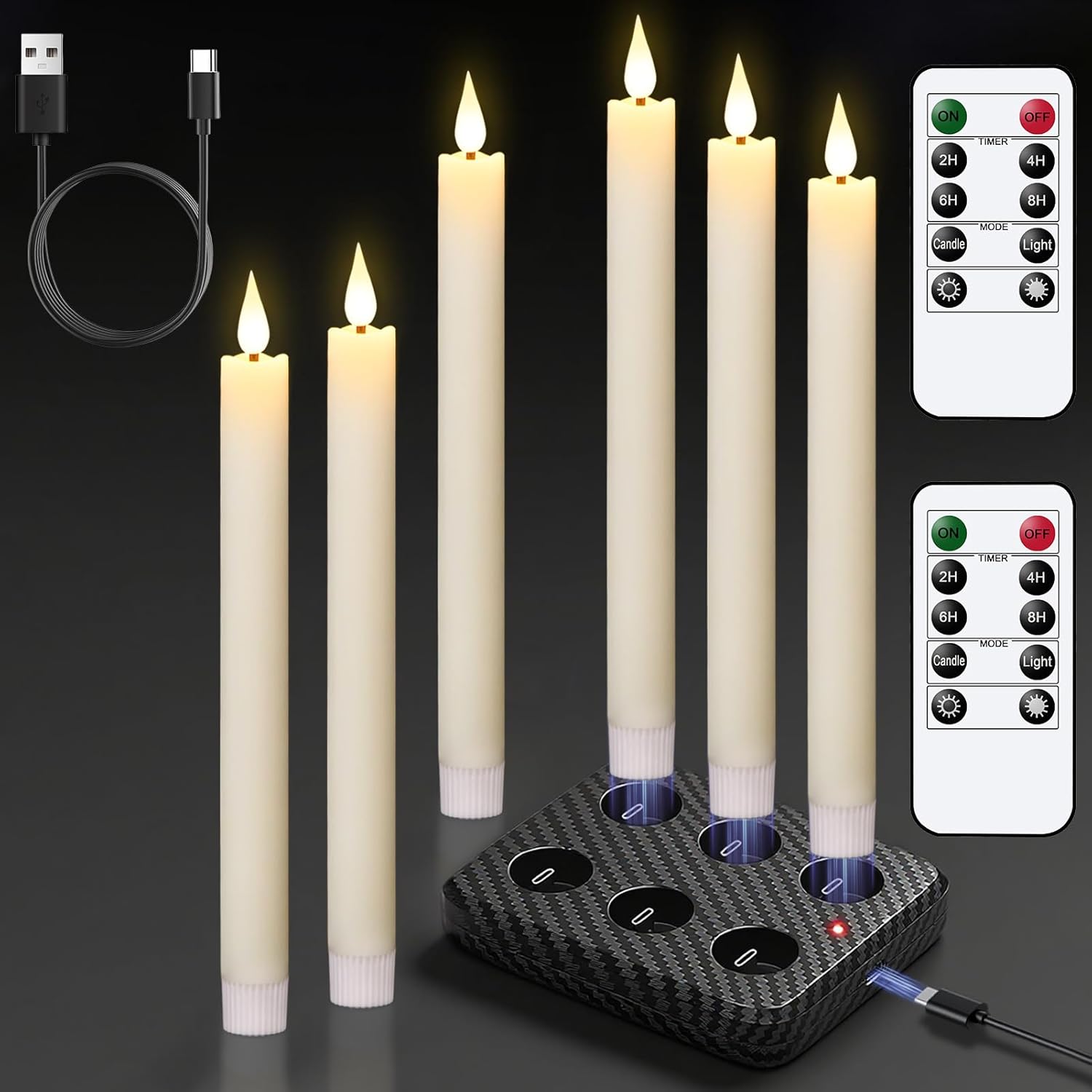 GenSwin Rechargeable Flameless Taper Candles for All Occasions