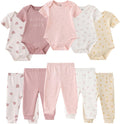 Baby Bodysuit and Pant Set 10-pcs Cotton Soft Newborn Outfits - Soft