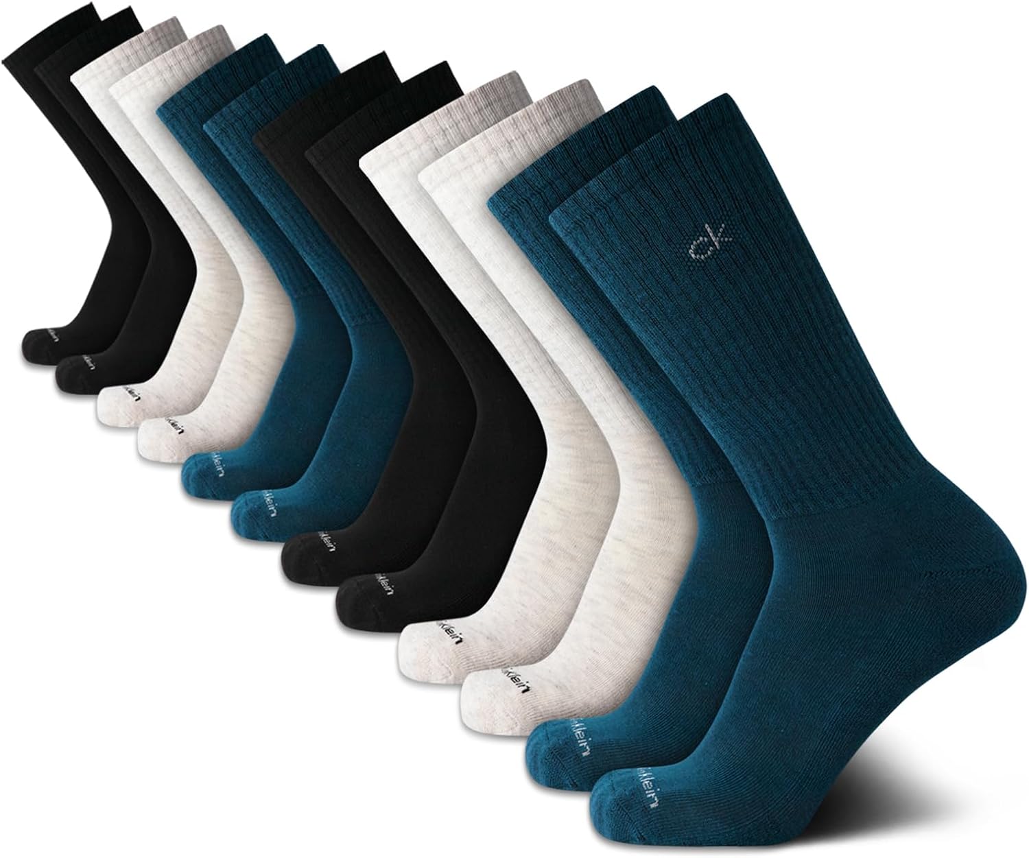 Calvin Klein Mens Crew Socks - 12 Pack Soft Stretch Athletic Socks