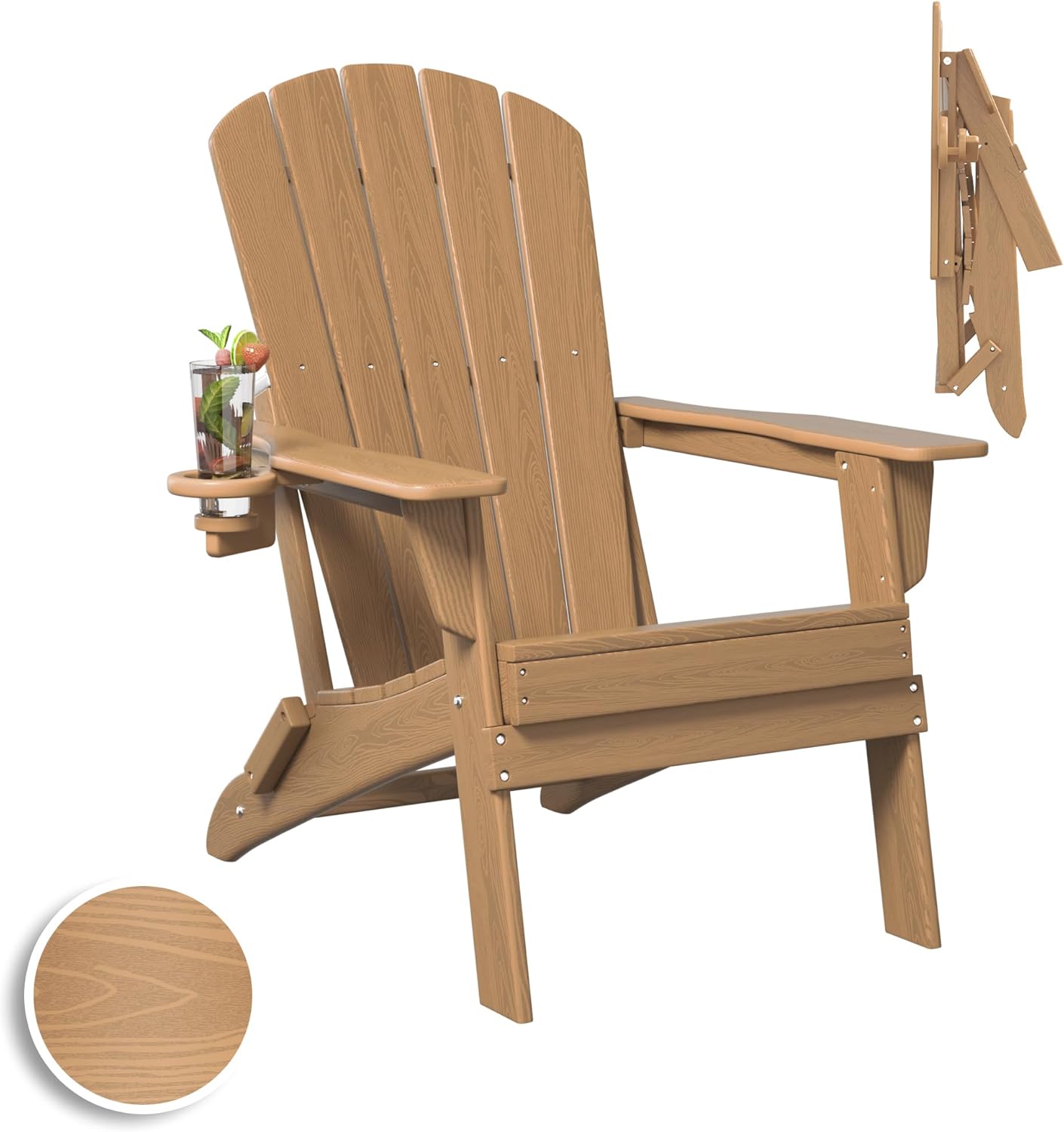 Plawdlik Folding Adirondack Chair: Durable All-Weather Comfort
