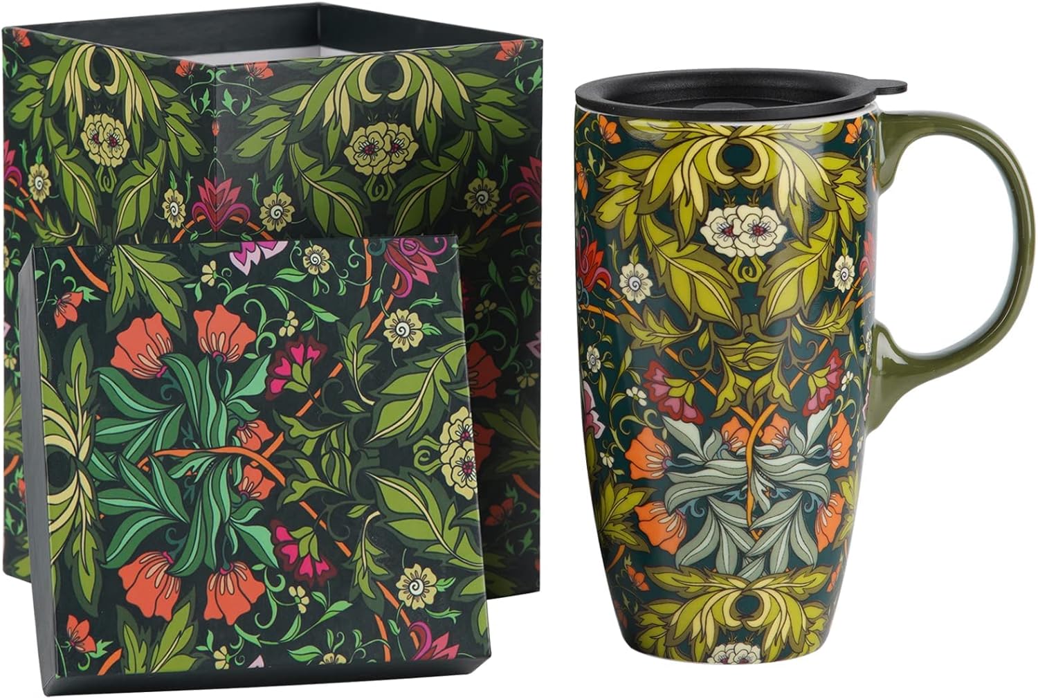17oz Green Ceramic Mug with Lid for Fresh Beverages by TZSSP