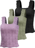 Women's Square Neck Seamless Crop Tank Top - Slim Fit Lettuce Hem