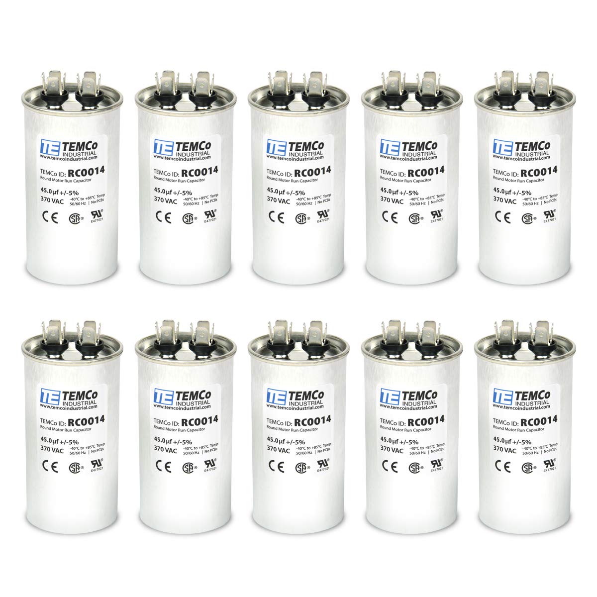 10 Pack 45 uF Run Capacitor for HVAC AC Fan and Motor Use