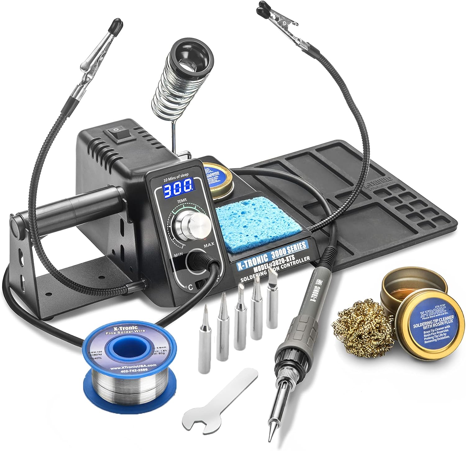 X-Tronic 3020-XTS Soldering Iron Station Kit with Helping Hands