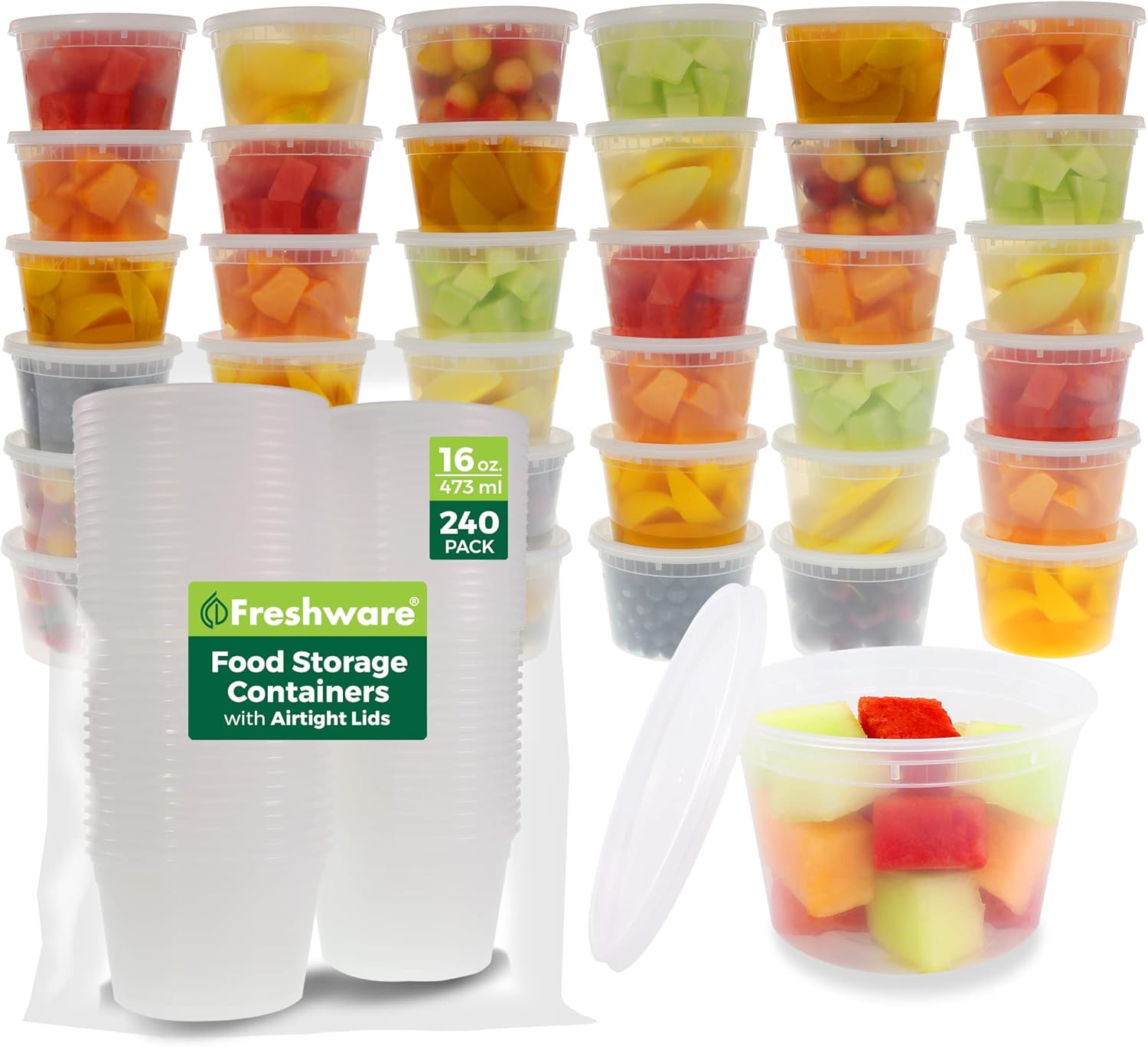 Freshware 240 Pack 16 oz Food Storage Containers for Meal Prep