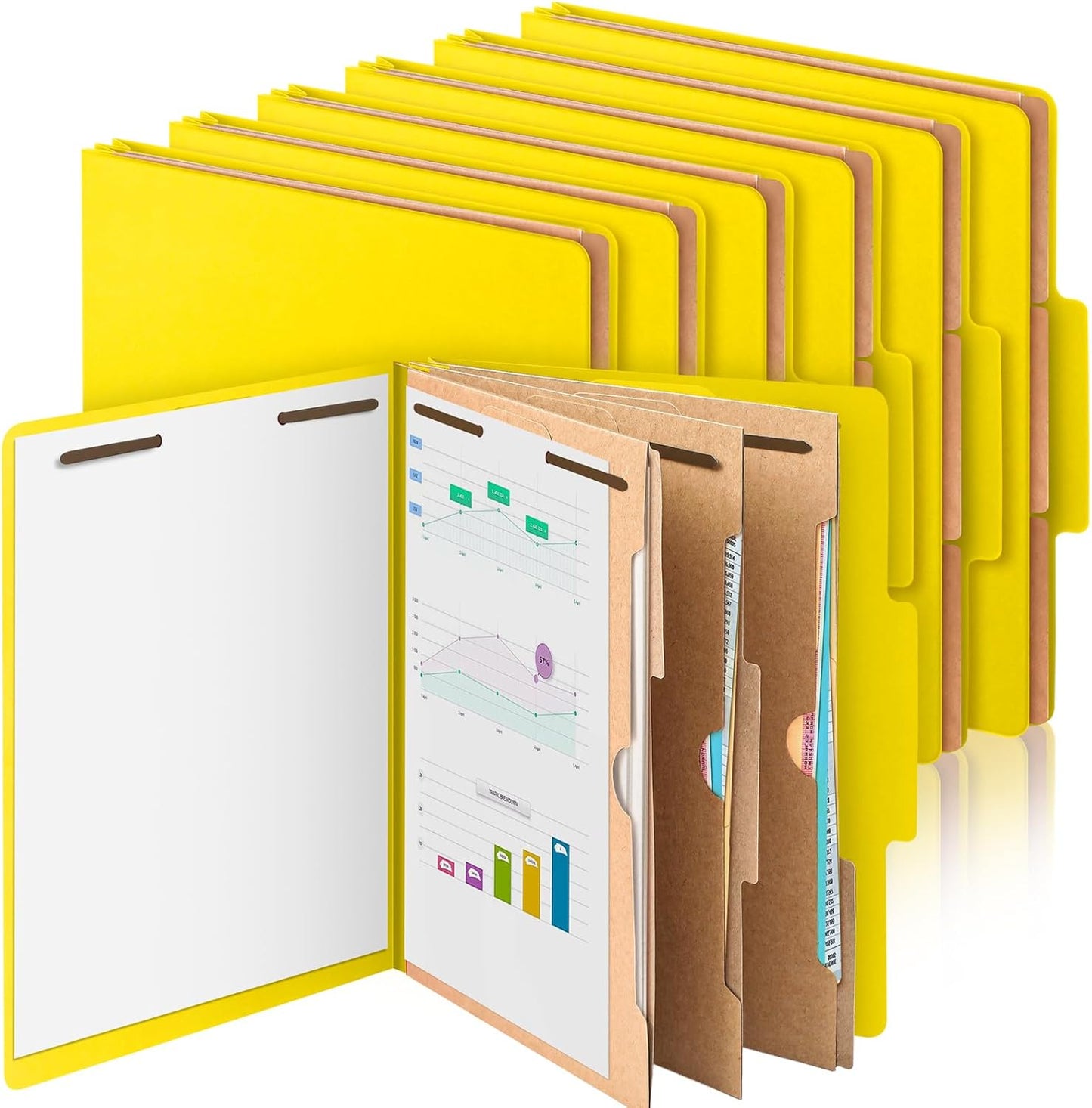 12 Pcs Classification Folders with 3 Pocket Dividers for Office
