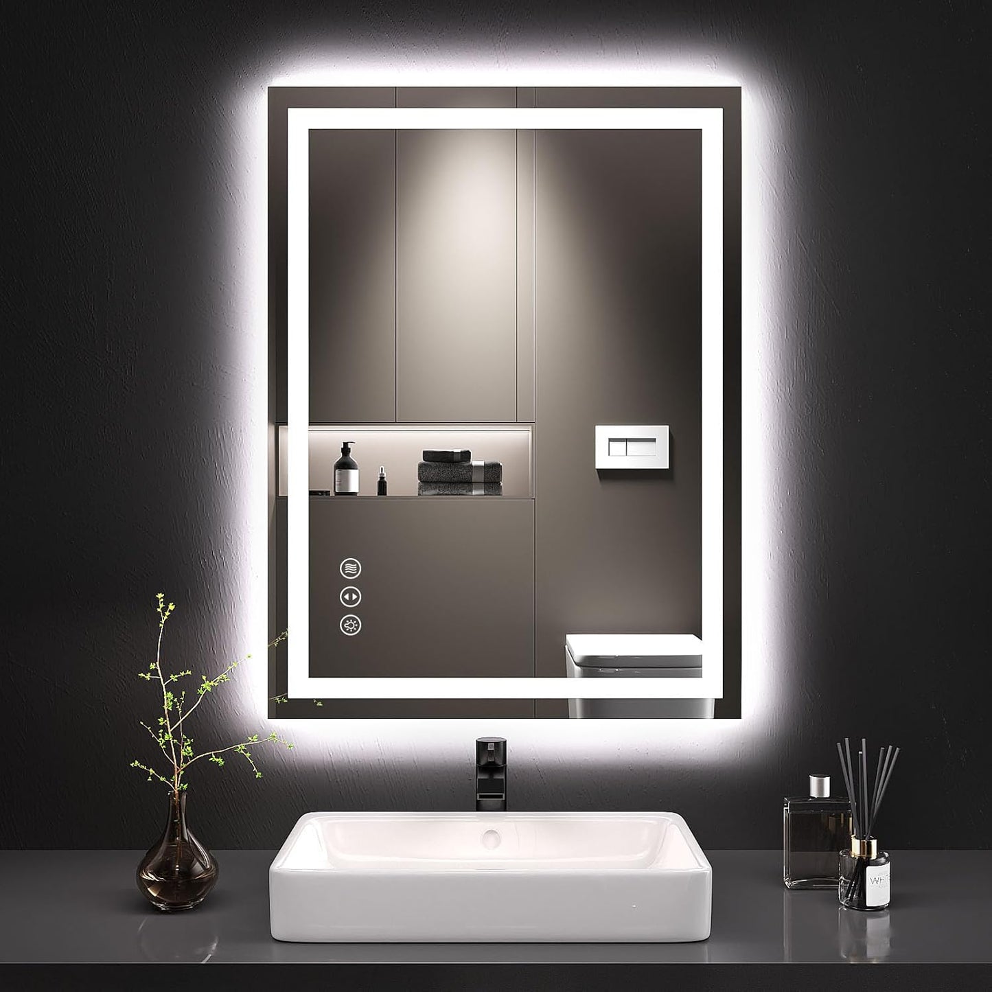 LOAAO 24X32 LED Bathroom Mirror with Lights and Anti-Fog Feature