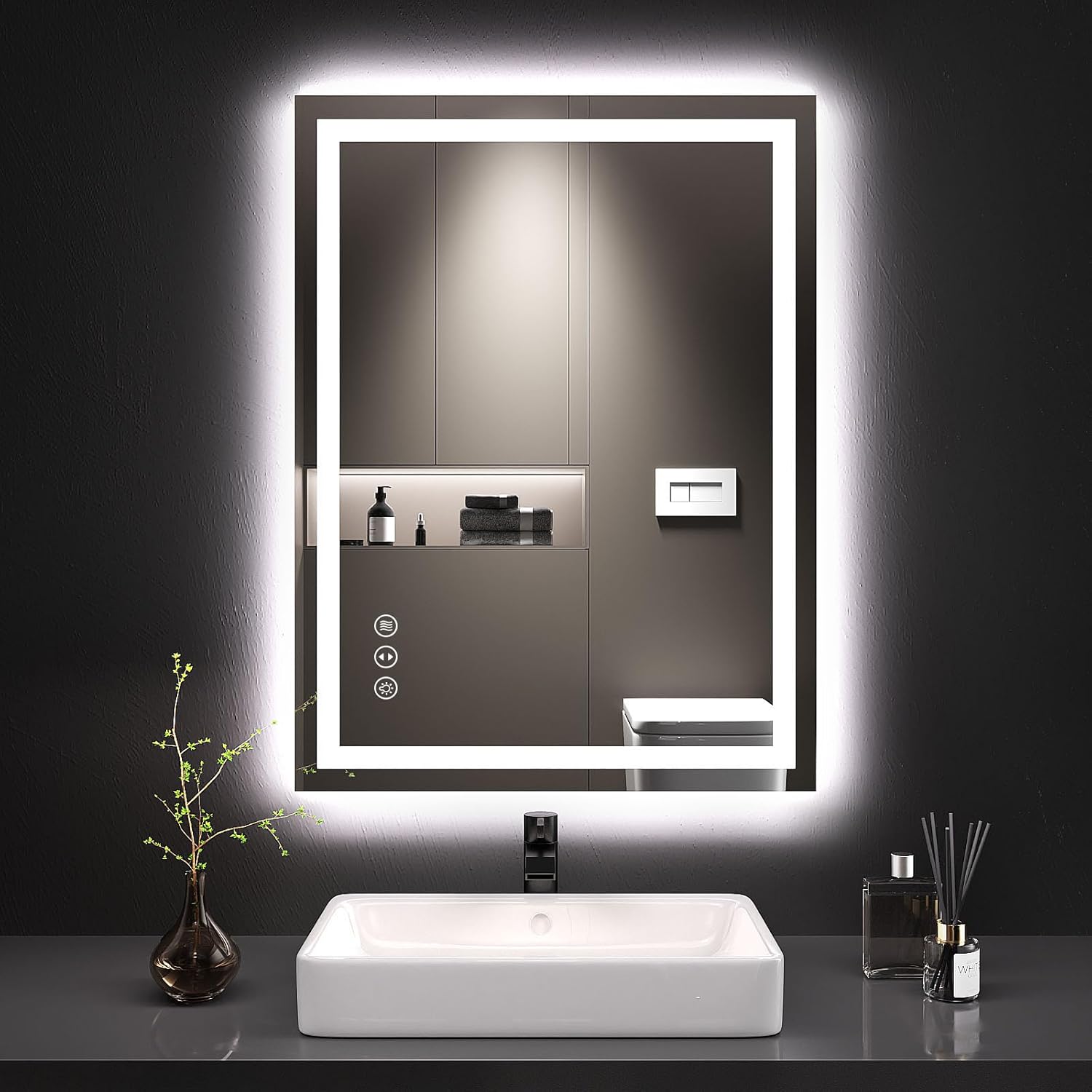 LOAAO 24X32 LED Bathroom Mirror with Lights and Anti-Fog Feature