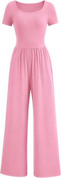 PRETTYGARDEN Women's Square Neck Wide Leg Jumpsuit - Flattering Fit