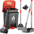 Pooper Scooper Set for Dogs with Trash Can and Rake Included