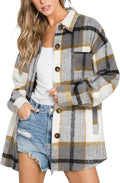 Beaully Womens Plaid Flannel Shacket Jacket - Warm Fall Layer